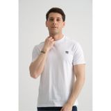 Shooter Sportswear Beyaz Esnek Pamuklu Standart Kalıp Minimal Logolu Erkek T-shirt