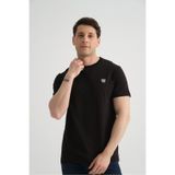Shooter Sportswear Siyah Esnek Pamuklu Standart Kalıp Minimal Logolu Erkek T-shirt