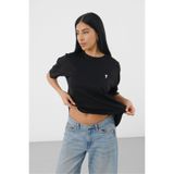 Shooter Sportswear Siyah Kadın Oversize Boxy T-Shirt Bisiklet Yaka Rahat Kalıp Tişört