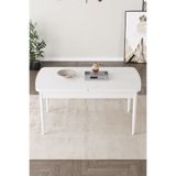 SHOOVVEL Beyaz MDF 70x114 Metal Ayaklı Açılır Üst Kalite Mutfak Masası, Yemek Masası, Salon Masası (Vena)