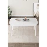 Shoovvel Lamina Beyaz Mdf 80X132 Ahşap Ayaklı Açılır Üst Kalite Mutfak Masası, Yemek Masası, Salon Masası Beyaz Renk