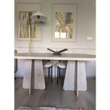Shoovvel Luxe Bohem Oval Salon Mutfak Masası Oval Yemek Masası 90X160 cm | Iskandinav Modern Tasarım - Traverten - 90 x 160 cm