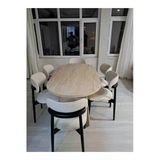 Shoovvel Mandy Bohem Oval Salon 6 Sandalyeli Mutfak Masası Salon Masa Takımı Krem