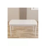Shoovvel Merona Beyaz 80X132 Mdf Ahşap Ayaklı Açılır Mutfak Masası, Yemek Masası, Salon Masası Beyaz
