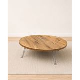 Shoovvel Mindy 90X90 Mdf Katlanabilir Demir Ayaklı Yer Sofrası - Hamur Açma Tahtası - Oyun Masası - Ceviz