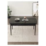 Shoovvel Venna Serisi Mdf 70X114 Ahşap Ayaklı Açılır Üst Kalite Mutfak Masası, Yemek Masası, Salon Masası Siyah