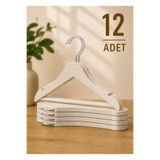 shop 12 Adet - Bebek ve Çocuk Boy Ahşap Görünümlü Plastik Krem Rengi A Kalite Elbise Askısı Tshirt Pantolon Askı
