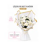 shop 20 Adet Beyaz Gold Kenarlı Çiçek Buket Kağıdı 57x57 cm İthal Kalın Gramaj 🌸