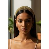 shop Altın Rengi Çok Sıralı Kristal Saç Bandı - Işıltılı Modern Gelin Alınlığı - Şık Saç Aksesuarı