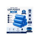 shop Battal Boy Mavi Çöp Poşeti 75x90 cm 70 Litre 5 Rulo x 10 Adet (Toplam 50 Adet) Dayanıklı Sızdırmaz Çöp Torbası
