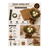 shop Çiçek Yapım Seti – 20 Adet Kahverengi Gazete Desenli Buket Kağıdı, 10 Adet Çiçek Teli, Çiçek Bandı ve Tomurcuk Seti