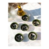 shop El yapımı 6'lı 8cm zeytin desenli seramik sunumluk sosluk reçellik kase Haki