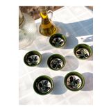 shop El yapımı 6'lı 8cm zeytin desenli seramik sunumluk sosluk reçellik kase