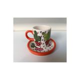 shop El yapımı kaktüs desenli seramik espresso kahve kupa fincan Turuncu