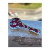 shop El Yapımı Kiraz Desenli Seramik Kaşıklık Kırmızı 11 x 27