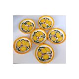 shop El yapımı limon desenli 6'li 12 cm dikkenar çerezlik sunumluk seramik kahvaltı tabağı Sarı