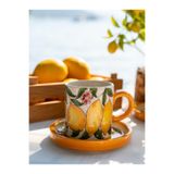 shop El yapımı limon desenli seramik espresso kahve kupası Sarı