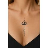 shop Göğüs Arası Lotus Geçici Dövme | Minimal Unalome Tattoo - Suya Dayanıklı