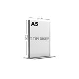 shop ipeksi pleksi A5 T Tipi Dikey Masa Üstü Şeffaf Pleksi / Föylük-Fiyatlık-Menü-Broşürlük 15x21