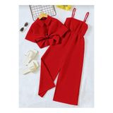shop Kırmızı renk gömlek bağlamalı tulum pantolon dokuma