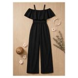 shop Kız çocuk dokuma kuşak bağlamalı tulum pantolon