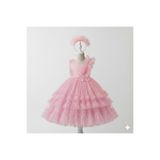shop Kız Çocuk Pembe Tek Omuz Fiyonklu Katlı Tül Elbise
