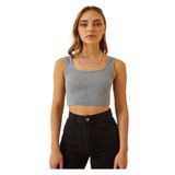 Shop Krutzo Kadın Askılı Gri Crop Top Bluz Büstiyer gri Standart