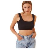 Shop Krutzo Kadın Askılı Siyah Crop Top Bluz Büstiyer siyah Standart