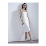 Shop Krutzo Kadın Straplez Askısız Kırık Beyaz Midi Gece Elbisesi beyaz 34