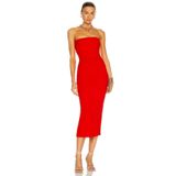 Shop Krutzo Kadın Straplez Askısız Kırmızı Midi Gece Elbisesi kırmızı 34