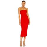 Shop Krutzo Kadın Straplez Askısız Kırmızı Midi Gece Elbisesi kırmızı 40