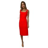 Shop Krutzo Kalın Askılı Fuşya Midi Abiye Elbise kırmızı 38