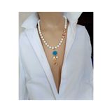 shop Luna Yeşil Tibet Akiği Lav Taşı Siyah Oniks Süryani Cam Boncuk Detaylı Tasarım Kolye