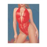 Shop Sheree Fashion Kadın Kırmızı Çiçek Desenli Üst Kısmı Transparan Fantazi Body