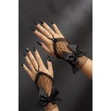 shop Siyah Fileli Dantel Eldiven - Parmaksız Fiyonk Detaylı Taşlı Eldiven - Gotik ve Retro Aksesuar