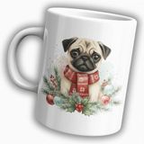 Shop Yılbaşı Pug Temalı Kupa - Beyaz