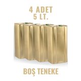 SHOPBAG Sarkap 4 Adet 5 Lt. Boş Zeytinyağı Tenekesi - 5000 Ml. Gold Renk (İçi ve Dışı laklıdır.)