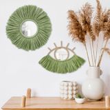 shop&cheers Moroccan ve Göz Desenli Duvar Aynaları, 2'li Set Duvar Aynaları, Düğün ve Organizasyonlara Uygun Dekoratif Aynalar, Hediyelik Duvar Aynaları (2'li Set, Haki)