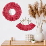 shop&cheers Moroccan ve Göz Desenli Duvar Aynaları, 2'li Set Duvar Aynaları, Düğün ve Organizasyonlara Uygun Dekoratif Aynalar, Hediyelik Duvar Aynaları (2'li Set, Kırmızı)