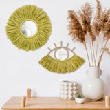 shop&cheers Moroccan ve Göz Desenli Duvar Aynaları, 2'li Set Duvar Aynaları, Düğün ve Organizasyonlara Uygun Dekoratif Aynalar, Hediyelik Duvar Aynaları (2'li Set, Sarı)