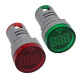 Shopcorp Yuvarlak LED Voltaj Ölçer Göstergesi - AC20-500 V, 22 mm Dijital Voltmetre Ev veya Endüstriyel Ekipman ve İşletim Odaları ve Dağıtım Kutularında Montaj Panelleri için (1 Kırmızı ve 1 Yeşil)