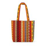 Shopexxtra Anadolu Kilim Desenli Kadın Tote Bag – Keten Omuz Çantası, Geniş Hacimli Günlük Kullanım & Alışveriş Çantası, 40x35x8 cm