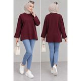 ShopFast Bisiklet Yaka Yırtmaçlı Oversize Penye Tunik
