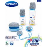 Shopfocus 5'li Cam Biberon Seti-Özel Taş Süslemeli DİZAYN-250ML BİBERON-125ML Biberon-Emzik-Emzik Askısı-Emzik Kutusu-Özel Kutulu-Doğum Hediyesi-Bebek Hediyelik-Plastil ve Cam Set-Yeni Doğan Hediyesi-Çocuk- - Renk