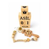 Shopfocus KİŞİYE ÖZEL İSİMLİ-EMZİK-EMZİK ASKISI EMZİK ZİNCİRİ-BEBEK ÇINGIRAK-BEBEK ANI KÜPÜ-%100 DOĞAL ORGANİK AHŞAP SET-HEDİYELİK-YENİ DOĞAN-ANNE BEBEK-YENİ DOĞAN HEDİYESİ