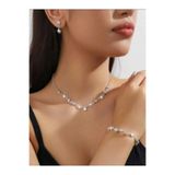 shopidik Gümüş Kaplama Işıltı Rüyası Set (Kolye,Bileklik,Küpe)
