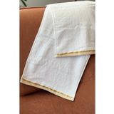 Shopiole 2'li Set Beyaz Gold Kenar İşlemeli Premium Kalite Mutfak Havlusu/Mini El Havlusu 2 Adet 50 x30 cm