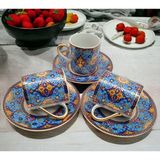 Shopiolog 12 Parça 6 Kişilik Lüks Seramik Türk Kahvesi Fincan Takımı - Renkli