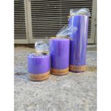 Shopiolog 3'Lü Set Kütük Silindir Beyaz Mum 20 cm x 7 cm , 12 cm x 7 cm , 7 cm x 7 cm (Üçlü Set) Mum - Mor