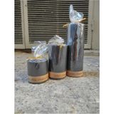 Shopiolog 3'Lü Set Kütük Silindir Beyaz Mum 20 cm x 7 cm , 12 cm x 7 cm , 7 cm x 7 cm (Üçlü Set) Mum - Siyah